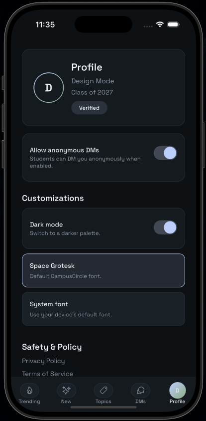Campus Circle Screen 17 screen